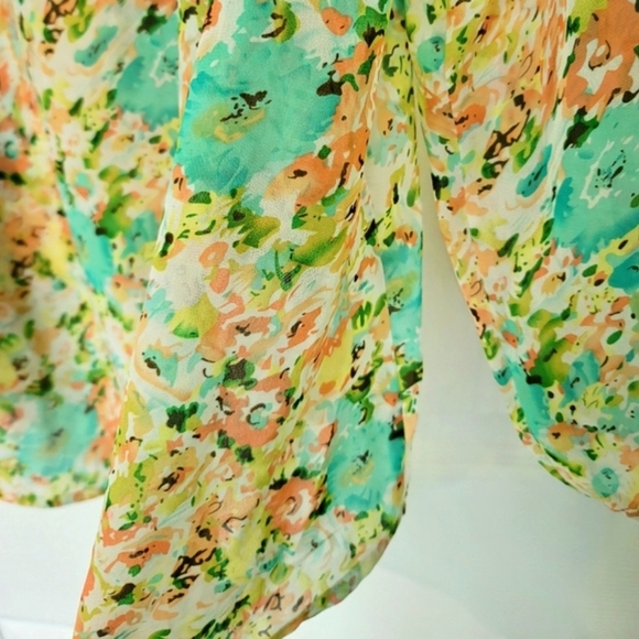 Philosophy Women's Pull-Over Sheer Floral Blouse Size S - Picture 9 of 13